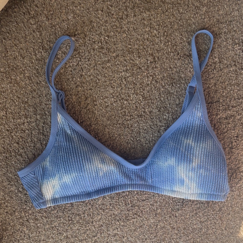 Aerie Blue Tie-Dye Ribbed Bikini Top
